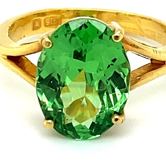 Certified Tsavorite 5.02ct Solid 22K Gold Ring - Picture 7 of 11